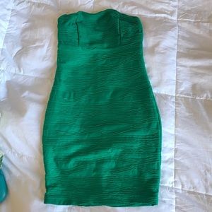 Strapless green dress